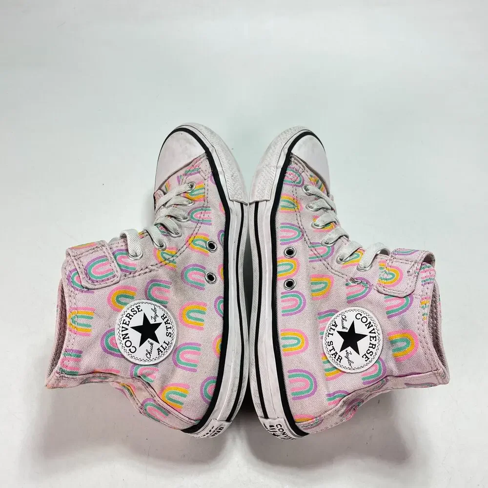 Converse Chuck Taylor All Star Easy-On Rainbows Pink Skate Sneakers Youth Size 3